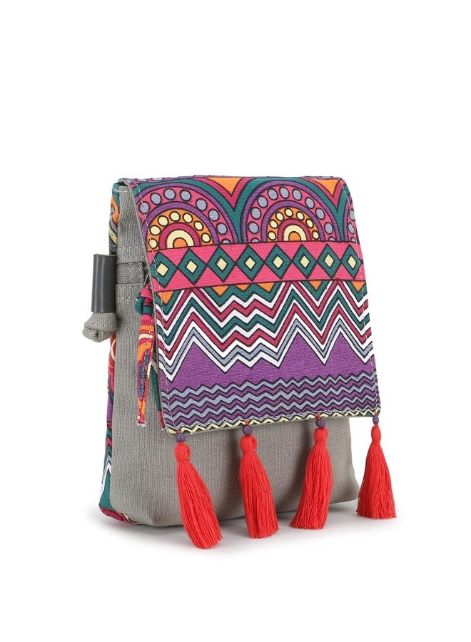 Anekaant Rangoli Grey & Multi Polycotton & Canvas Abstract Digital Printed Sling Bag - Image 4